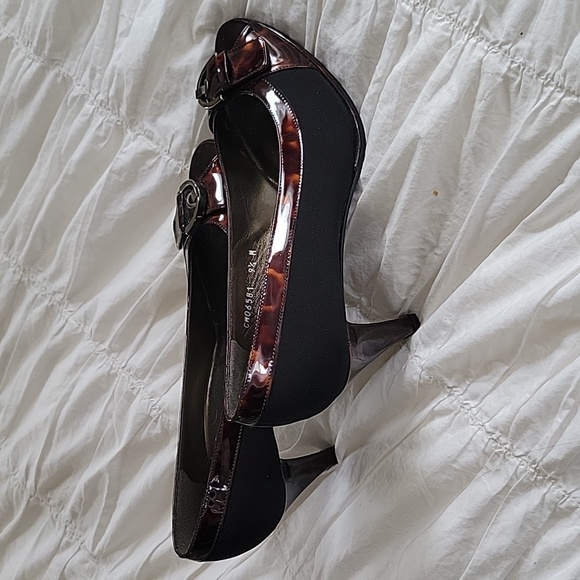 Stuart Weitzman Peep Toe Black Heel 9.5 - Picture 3 of 6